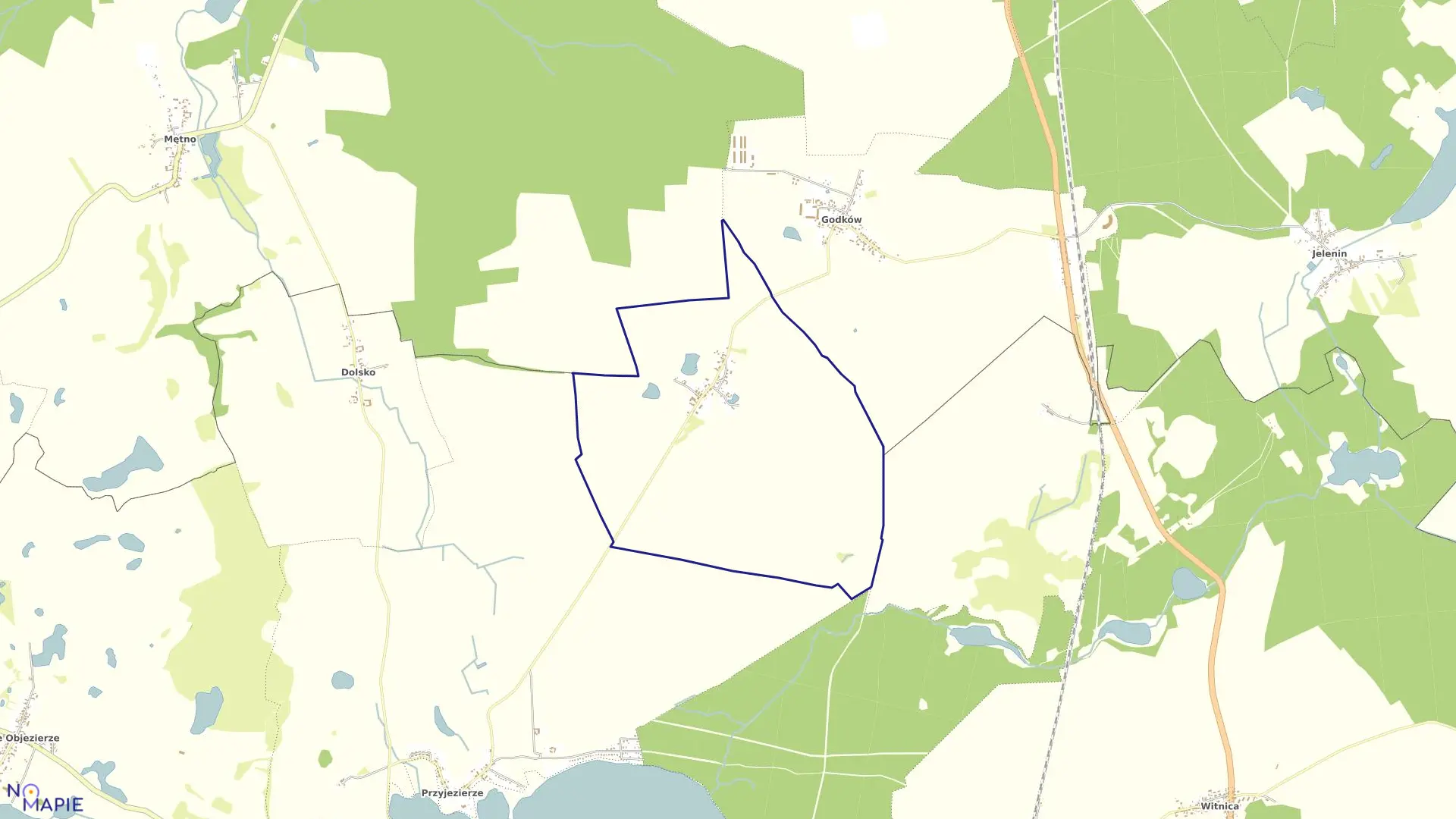 Mapa obrębu Mirowo w gminie Moryń
