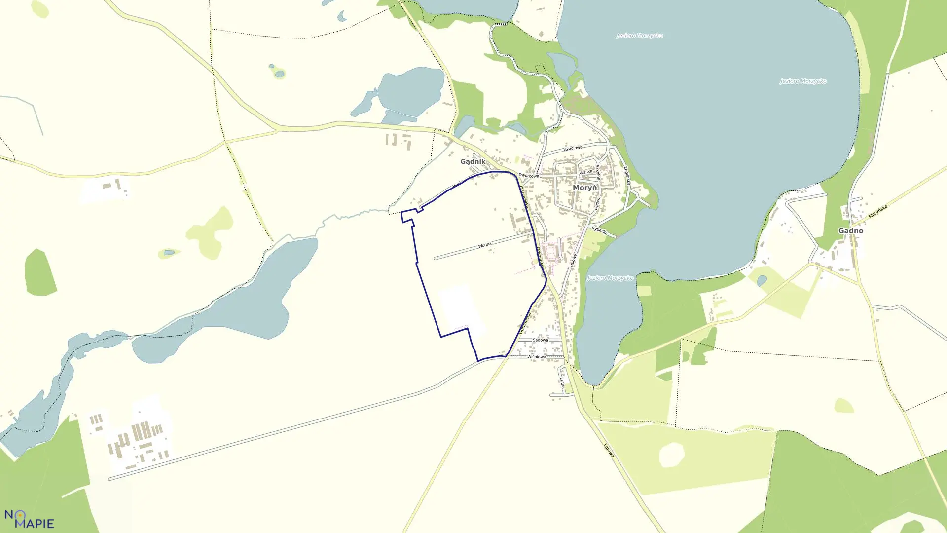 Mapa obrębu Moryń 2 w gminie Moryń